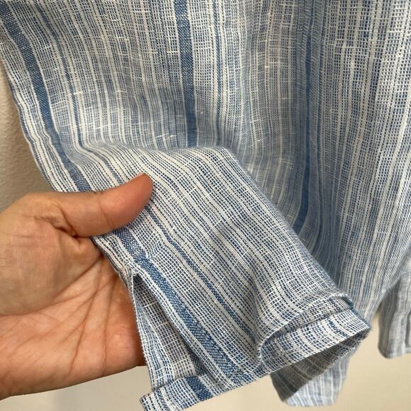 Sigrid Olsen 100% Linen Striped Tassel Pants Large Coastal Resort Beach Boho Fit - Picture 3 of 8